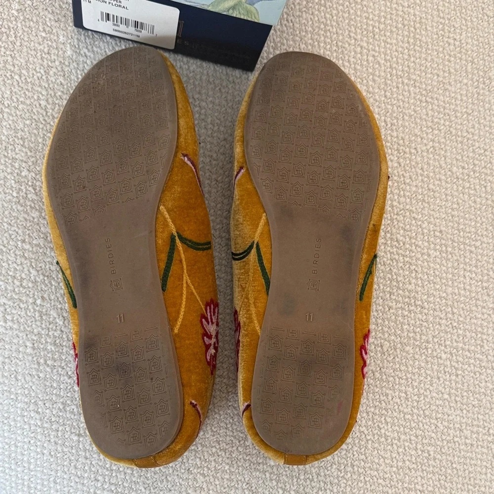 Birdies Mustard Floral Embroidered Loafers - Picture 3 of 4
